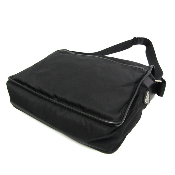 PRADA Black Leather Messenger Shoulder Bag - Picture 2 of 16
